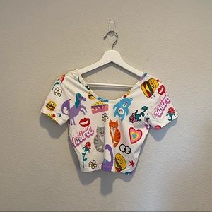 Nasty Gal animal cartoon print crop top tee